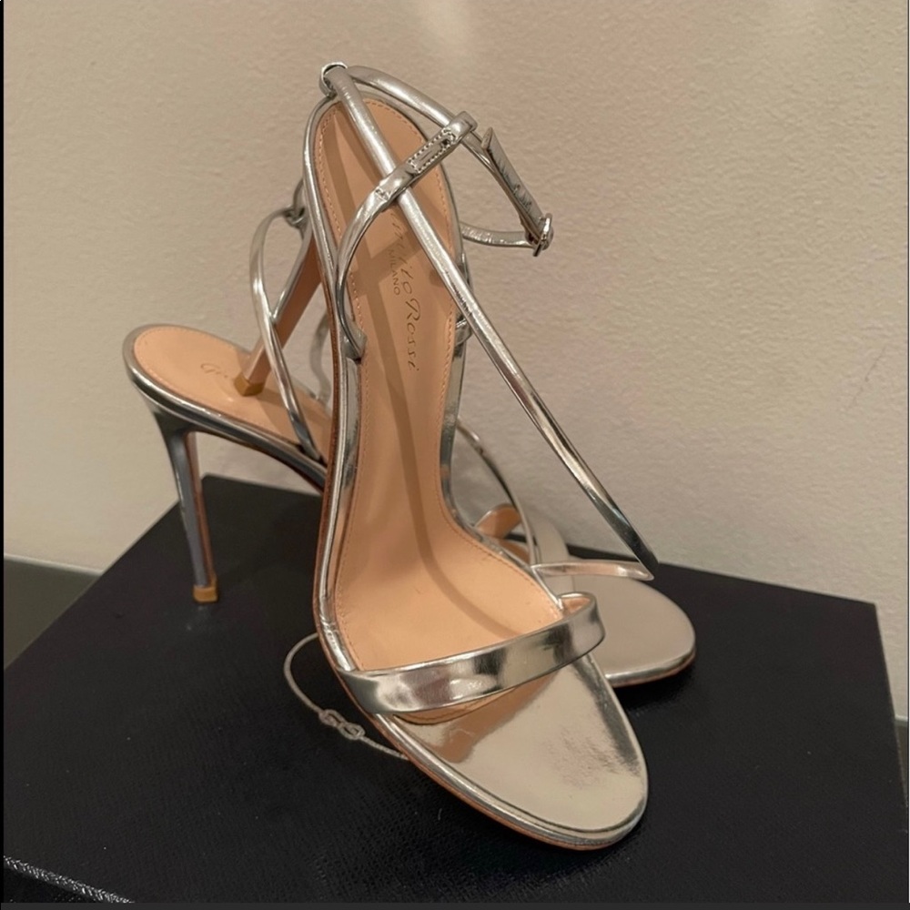 Gianvito Rossi Silver Sandal Heel